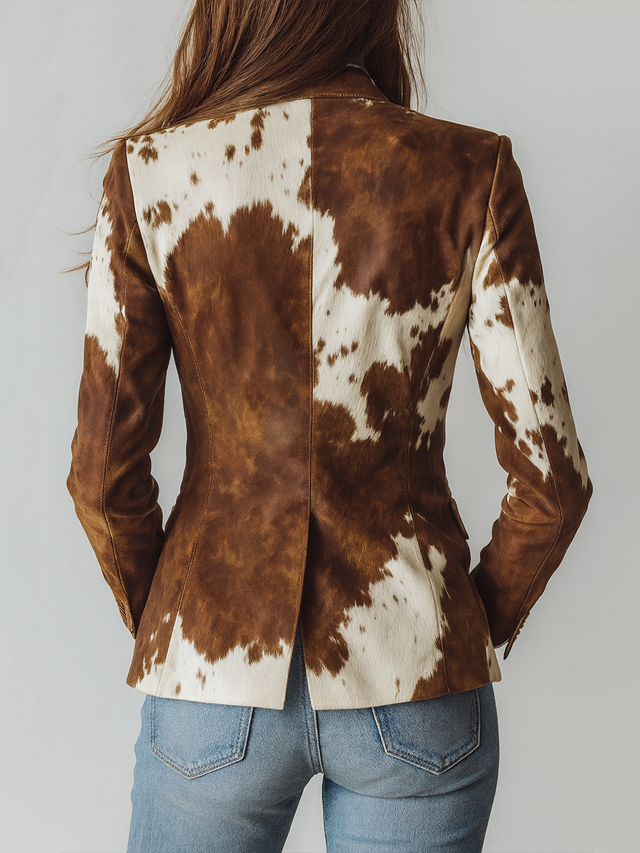 Agathe | Vintage-tyylinen Blazer Lehmäkuvio Eko-Vastuullinen