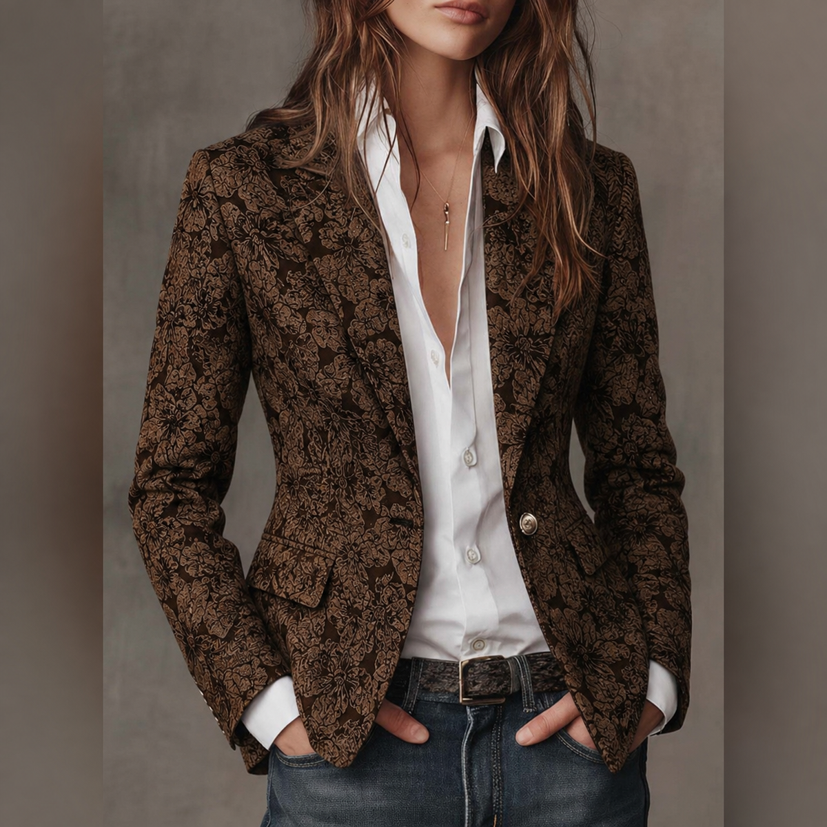 Estelle | Jacquard kuvioitu kashmirbleiseri – Slim Fit