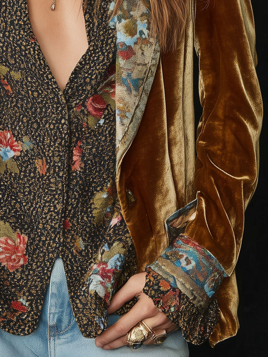 Marcelline | Blazer Patchwork Kukallinen Vintage