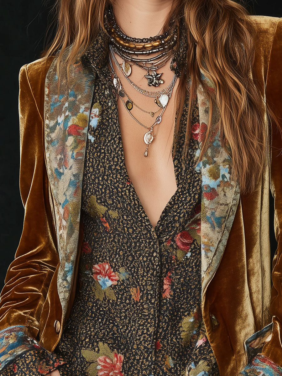 Marcelline | Blazer Patchwork Kukallinen Vintage