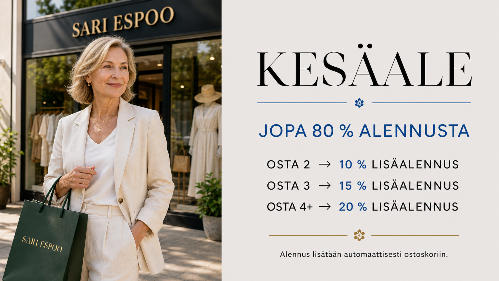 Sari Espoo kesäale - jopa 80 prosenttia alennusta